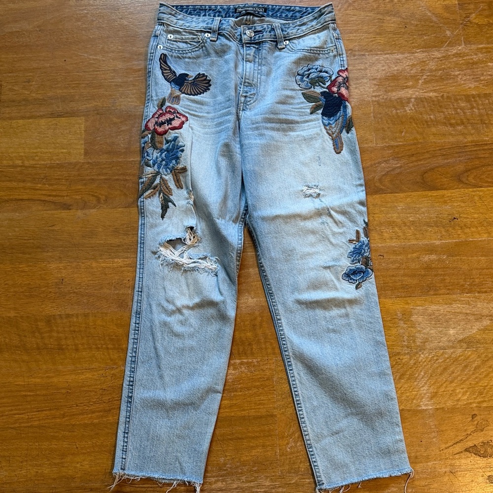 Abercrombie & Fitch Light Blue Embroidered Jeans